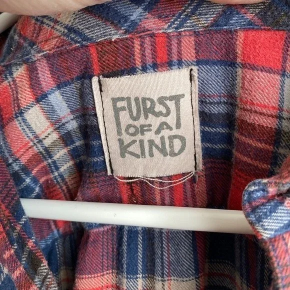 Furst of a Kind Half Flannel Half Sweatshirt with Grommets and Rings Large - Picture 4 of 5